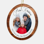 Snowflake Wood Christmas Family Photo  セラミックオーナメント (左)