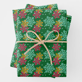Snowflake Wrapping Paper Flat Sheet Set of 3 ラッピングペーパーシート