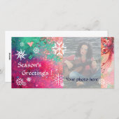 SNOWFLAKESピンク,明るい赤紫色,緑,白 シーズンカード (正面/裏面)