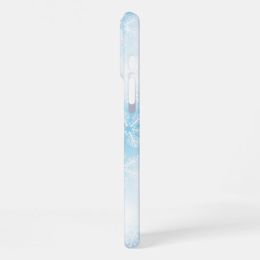 Snowflakes and lights on blue iPhoneケース (左側面)