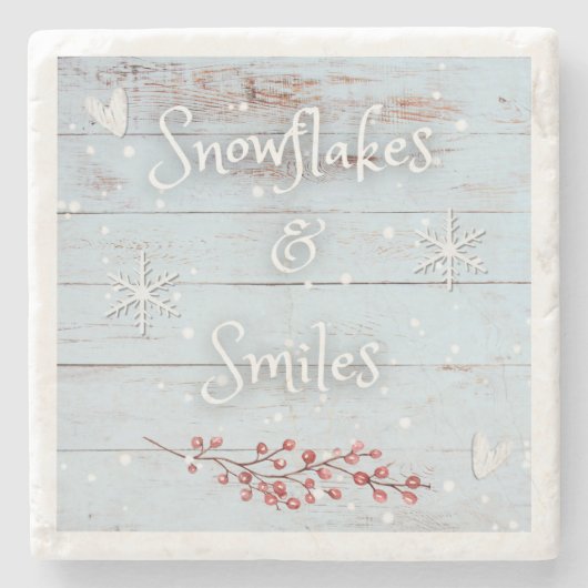 Snowflakes and Smiles Coaster ストーンコースター (正面)