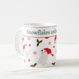 Snowflakes and snuggles コーヒーマグカップ
