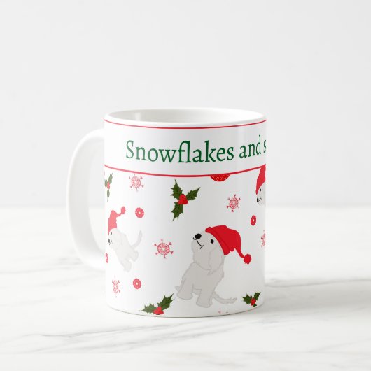 Snowflakes and snuggles コーヒーマグカップ (正面左)