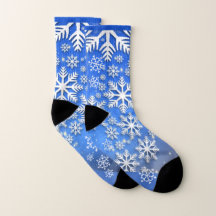 Snowflakes and Stars Blue and White Design