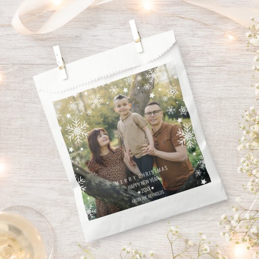 Snowflakes Arch-Shaped Frame Photo Overlay Holiday フェイバーバッグ (クリップ留めされた状態)