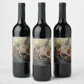 Snowflakes Arched Frame Holiday Overlay Photo ワインラベル (ボトル)