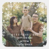 Snowflakes Arched Frame Photo Overlay Holiday スクエアシール (正面)