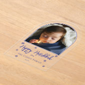 Snowflakes Arched Photo Happy Hanukkah Greeting アクリル招待状 (レイダウン)