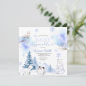 Snowflakes Arctic Animal Mountain  Baby Sprinkle 招待状 (スタンド正面)