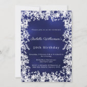 Snowflakes blue elegant winter party birthday 招待状 (正面)
