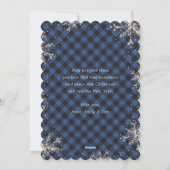Snowflakes Candy Cane Blue Plaid Christmas Card シーズンカード (裏面)