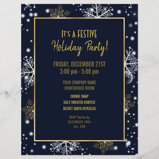 Snowflakes Christmas Holiday Party Invitation チラシ (正面)