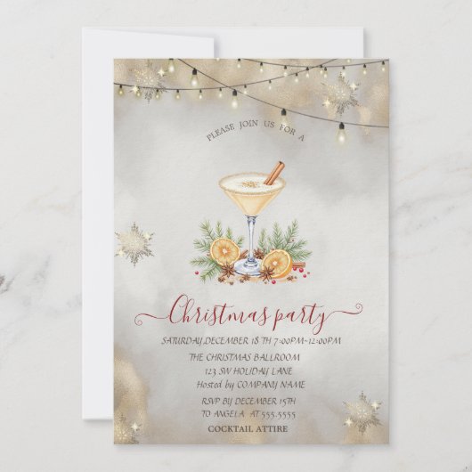 Snowflakes,Christmas Pine Tree Lights Company  Inv 招待状 (正面)