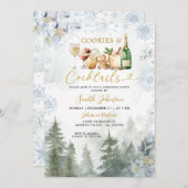 Snowflakes Cookie Cocktail Christmas Holiday Party 招待状 (正面/裏面)