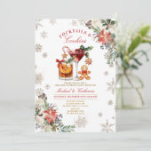 Snowflakes Cookies & Cocktails Cozy Rustic  招待状 (スタンド正面)