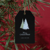 Snowflakes Elegant Black Pine Tree Christmas ギフトタグ