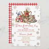 Snowflakes Glitter Time for Tea Baby Shower  招待状 (正面/裏面)