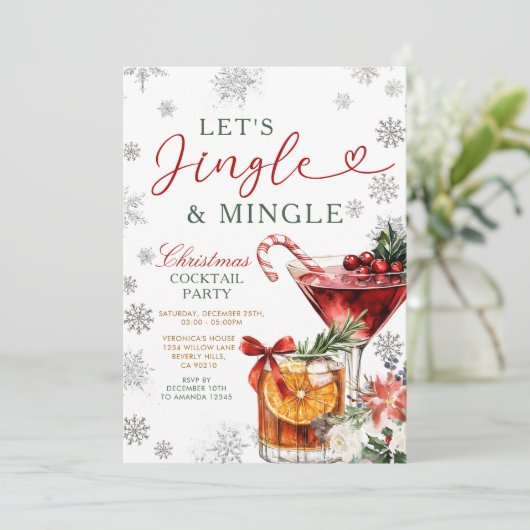 Snowflakes Jingle & Mingle Christmas Cocktail  招待状 (スタンド正面)