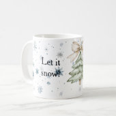 Snowflakes Let it snow Christmas Tree Bow コーヒーマグカップ (正面左)