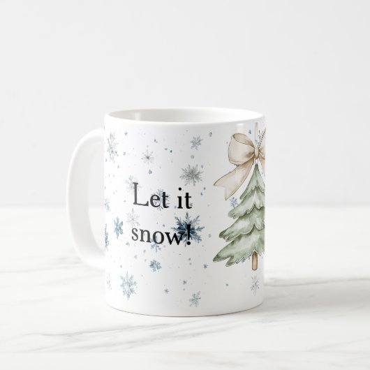 Snowflakes Let it snow Christmas Tree Bow コーヒーマグカップ (正面左)