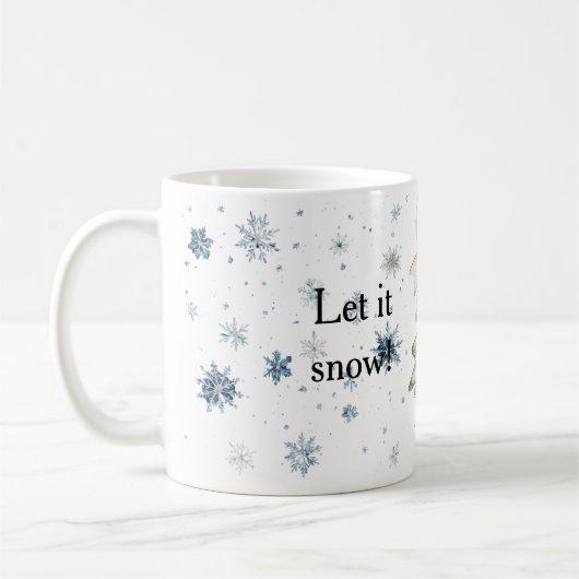 Snowflakes Let it snow Christmas Tree Bow コーヒーマグカップ (左)