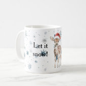 Snowflakes Let it snow Deer Christmas Santa Hat コーヒーマグカップ (正面左)