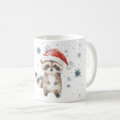Snowflakes Let it snow Raccoon Christmas Red Hat コーヒーマグカップ (正面右)