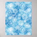 Snowflakes on blue ポスター<br><div class="desc">vector seamless pattern with fluffy white snowflakes on a blue background</div>