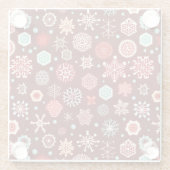 Snowflakes on Burgundy ガラスコースター (裏面)