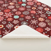 Snowflakes on Burgundy シェルパブランケット (3/4)