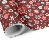 Snowflakes on Burgundy ラッピングペーパー (ロールコーナー)