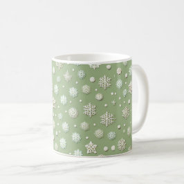 Snowflakes on Mint コーヒーマグカップ