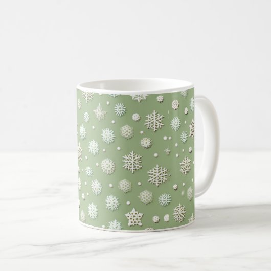 Snowflakes on Mint コーヒーマグカップ (正面右)
