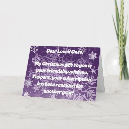 Snowflakes on Purple Snarky Christmas Card シーズンカード (正面)