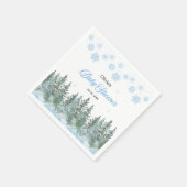 Snowflakes Pine Trees Winter Baby Shower  スタンダードカクテルナプキン (角)