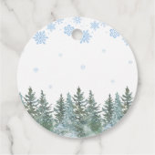 Snowflakes Pine Trees Winter Baby Shower  フェイバータグ (裏面)