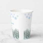 Snowflakes Pine Trees Winter Baby Shower  紙コップ (左)