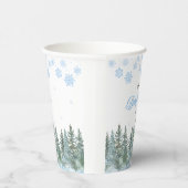Snowflakes Pine Trees Winter Baby Shower  紙コップ (右)