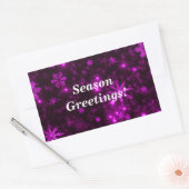 Snowflakes Purple Background Rectangleスタンプ 長方形シール (封筒)