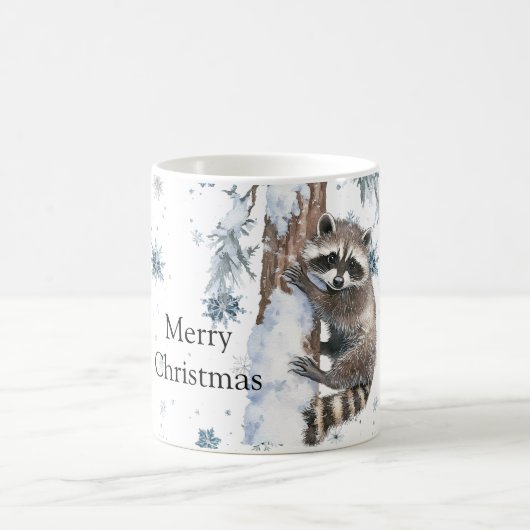Snowflakes Racoon Winter Christmas コーヒーマグカップ (中央)