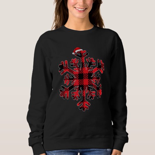 Snowflakes Red And Black Christmas Buffalo Plaid S スウェットシャツ (正面)