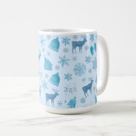 Snowflakes, Reindeer & Elegant Holiday Design コーヒーマグカップ