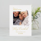 Snowflakes Spanish Modern Elegant Chic Christmas  箔シーズンカード (立ち正面)