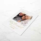 Snowflakes Spanish Modern Elegant Chic Christmas  箔シーズンカード (回転した状態)