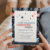 Snowflakes Stars Ugly Sweater Christmas Party 招待状