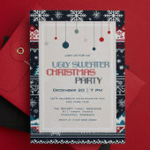 Snowflakes Stars Ugly Sweater Christmas Party 招待状