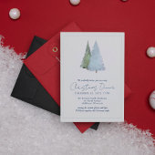 Snowflakes Trees Minimalist White Christmas Dinner 招待状