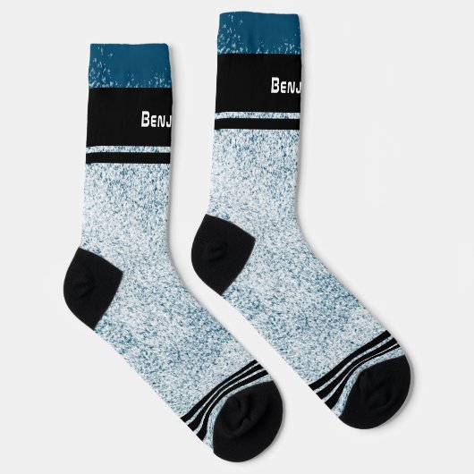 Snowflakes Winter Blue Sporty Name ソックス (右)