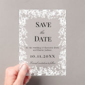 Snowflakes winter clear wedding Save the Date card アクリル招待状 (インサイチュ (ポータブル))
