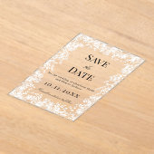 Snowflakes winter clear wedding Save the Date card アクリル招待状 (レイダウン)